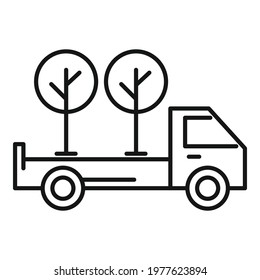Truck with tree plants icon. Outline truck with tree plants vector icon for web design isolated on white background