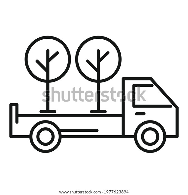 Truck with\
tree plants icon. Outline truck with tree plants vector icon for\
web design isolated on white\
background