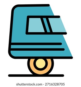 LKW-Kofferraum-Symbol. Umriss LKW-Kofferraum, Vektorsymbol, Farbe, flach, einzeln