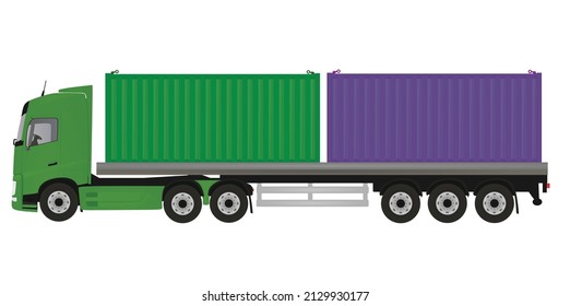 Truck Two Containers Vector Stock Vector (Royalty Free) 2129930177 ...