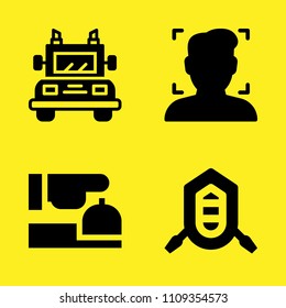 truck, user, rafting and reception vector icon set. Sample icons set for web and graphic design