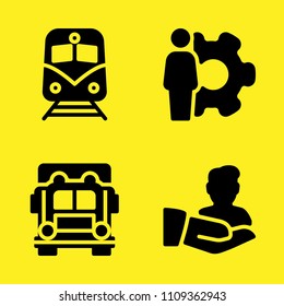 truck, user, settings and train vector icon set. Sample icons set for web and graphic design