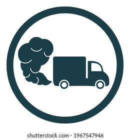 Truck or van icon with exhaust gases. Exhaust fumes. Environmental pollution. Smog. - Shutterstock ID 1967547946