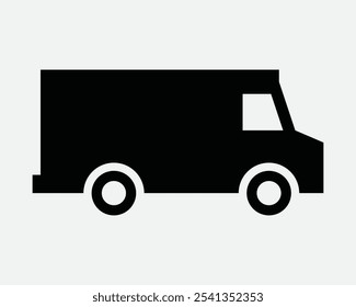 Truck Van Lorry Transportation Transport Delivery Deliver Vehicle Car Side View Cargo Lorry Freight Speed Logistic Sign Icon Shape Outline Black White