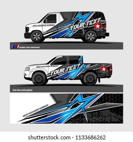 truck, van, and other vehicle decal Graphic vector. Racing background for car vinyl wrap
