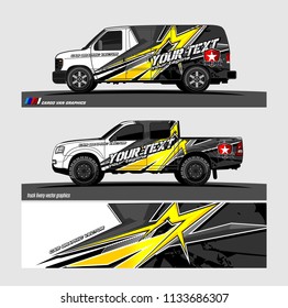 truck, van, and other vehicle decal Graphic vector. Racing background for car vinyl wrap
