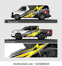 truck, van, and other vehicle decal Graphic vector. Racing background for car vinyl wrap
