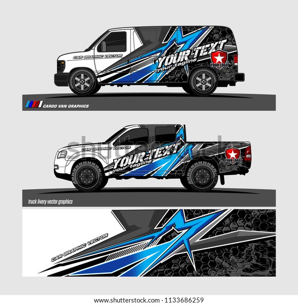 truck, van, and other vehicle decal\
Graphic vector. Racing background for car vinyl\
wrap\
