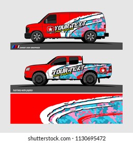truck, van, and other vehicle Graphic vector. Racing background for vinyl wrap and decal 