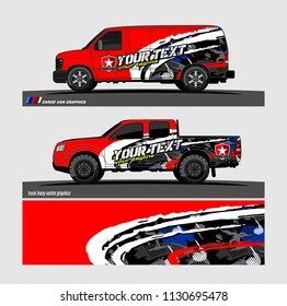 truck, van, and other vehicle Graphic vector. Racing background for vinyl wrap and decal 