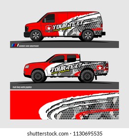 truck, van, and other vehicle Graphic vector. Racing background for vinyl wrap and decal 