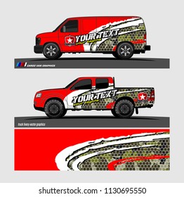 truck, van, and other vehicle Graphic vector. Racing background for vinyl wrap and decal 