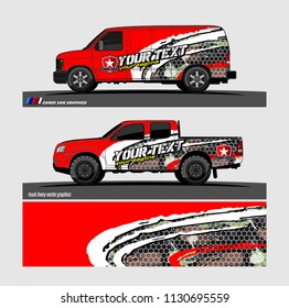 truck, van, and other vehicle Graphic vector. Racing background for vinyl wrap and decal 