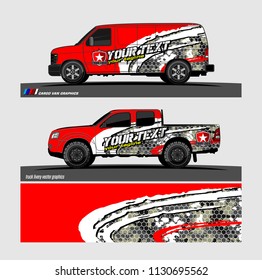 truck, van, and other vehicle Graphic vector. Racing background for vinyl wrap and decal 