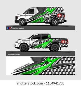 truck, van, and other vehicle Graphic vector. Racing background for vinyl wrap and decal 