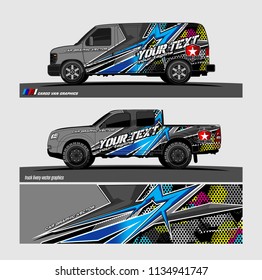 truck, van, and other vehicle Graphic vector. Racing background for vinyl wrap and decal 