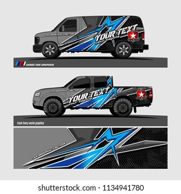 truck, van, and other vehicle Graphic vector. Racing background for vinyl wrap and decal 
