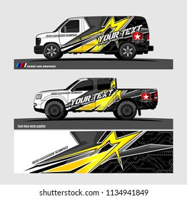 truck, van, and other vehicle Graphic vector. Racing background for vinyl wrap and decal 