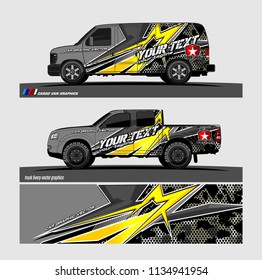 truck, van, and other vehicle Graphic vector. Racing background for vinyl wrap and decal 