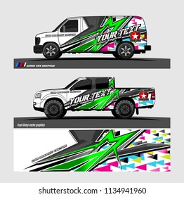 truck, van, and other vehicle Graphic vector. Racing background for vinyl wrap and decal 