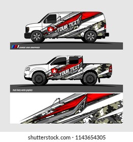 truck, van, and other vehicle Graphic vector. Racing background for vinyl wrap and decal 