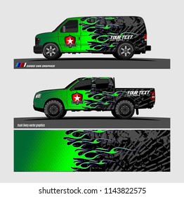 truck, van, and other vehicle Graphic vector. Racing background for vinyl wrap and decal 