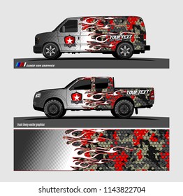 truck, van, and other vehicle Graphic vector. Racing background for vinyl wrap and decal 