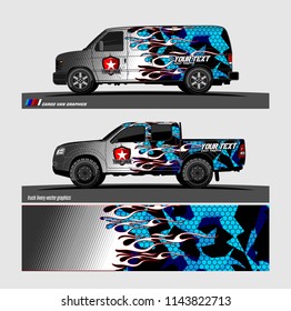 truck, van, and other vehicle Graphic vector. Racing background for vinyl wrap and decal 