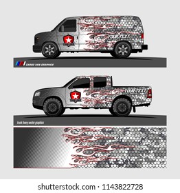 truck, van, and other vehicle Graphic vector. Racing background for vinyl wrap and decal 