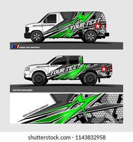 truck, van, and other vehicle Graphic vector. Racing background for vinyl wrap and decal 