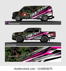 truck, van, and other vehicle Graphic vector. Racing background for vinyl wrap and decal 