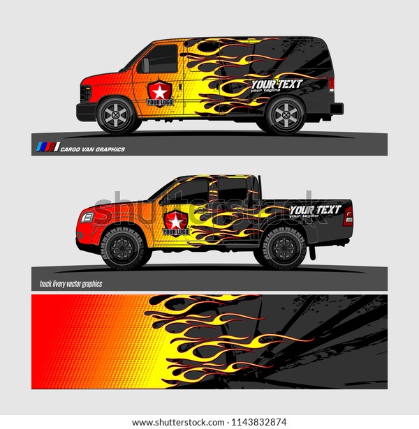 truck, van, and other vehicle Graphic\
vector. Racing background for vinyl wrap and decal\
