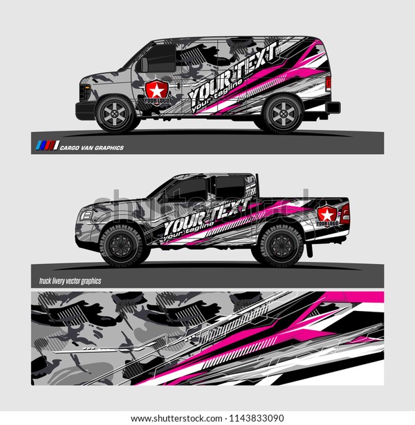 truck, van, and other vehicle Graphic\
vector. Racing background for vinyl wrap and decal\
