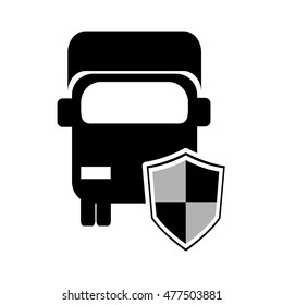 truck or van and shield icon