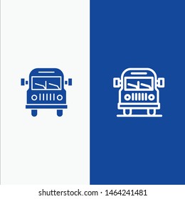 Truck, Van, Vehicle, Education Line and Glyph Solid icon Blue banner. Vector Icon Template background
