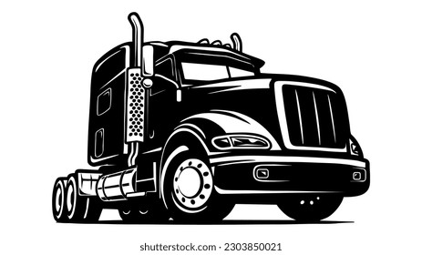 Truck vector - black and white.