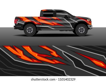 Truck vector and decal sticker, Graphic abstract racing designs for vehicle vinyl wrap