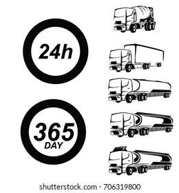 TRUCK VECTOR, FAST DELIVERY, TRANSPORT SERVICE.