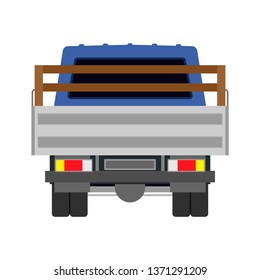 Truck vector icon back view car. Delivery isolated lorry cargo transport. Shipping vehicle van commercial. Flat industry logistic automobile