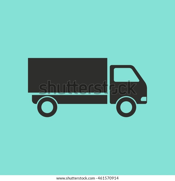 Truck vector icon. Black\
illustration isolated on green background for graphic and web\
design.