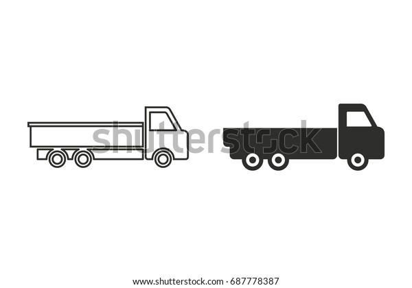 Truck vector icon. Black\
illustration isolated on white background for graphic and web\
design.