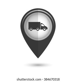 Truck - vector icon;  black map pointer