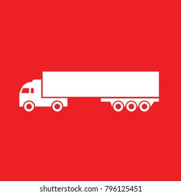 Truck vector icon cargo delivery for businesses luggage red background 