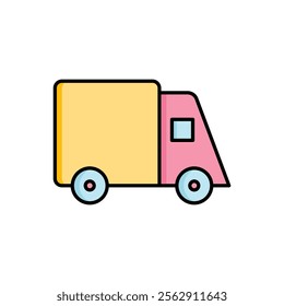 Truck vector icon, cute truck symbol flat design.