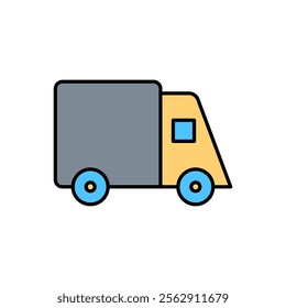 Truck vector icon, cute truck symbol flat design.