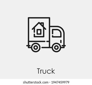 Icono vectorial del camión.  Trazo editable. Signo de estilo lineal para uso en diseño web y aplicaciones móviles, logotipo. Ilustración de símbolo. Gráficos vectoriales de píxeles - Vector