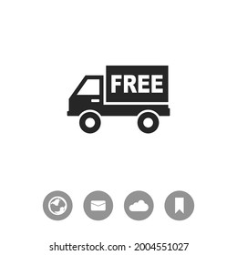 Truck vector icon. Free shipping icon.  Classic flat style. Quality design element.