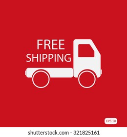 Truck vector icon. Free shipping icon.