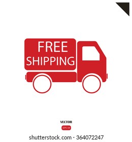 Truck vector icon. Free shipping icon.