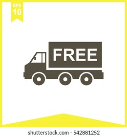 Truck vector icon. Free shipping sign.